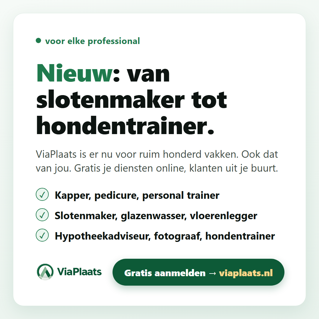 Nieuw op ViaPlaats: van slotenmaker tot hondentrainer